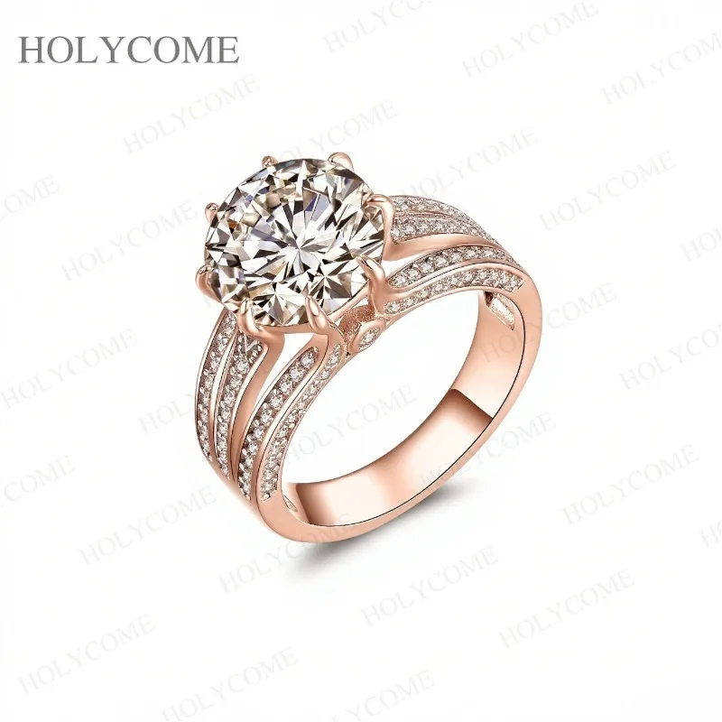 

925 Sterling Silver Moissanite Ring VVS1 White/Rose/Yellow Gold Plated Fine Jewelry Wholesale Trendy Ring For Women Men Charms