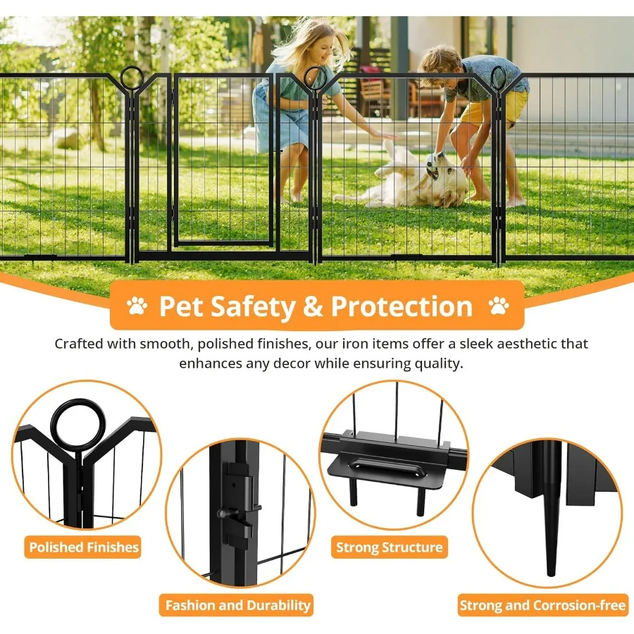 24 32 40 Inch Height Heavy Duty Folding Indoor Outdoor AntiRust Dog Exercise Fence with Door for Large Medium Small Dogs 8 Pane