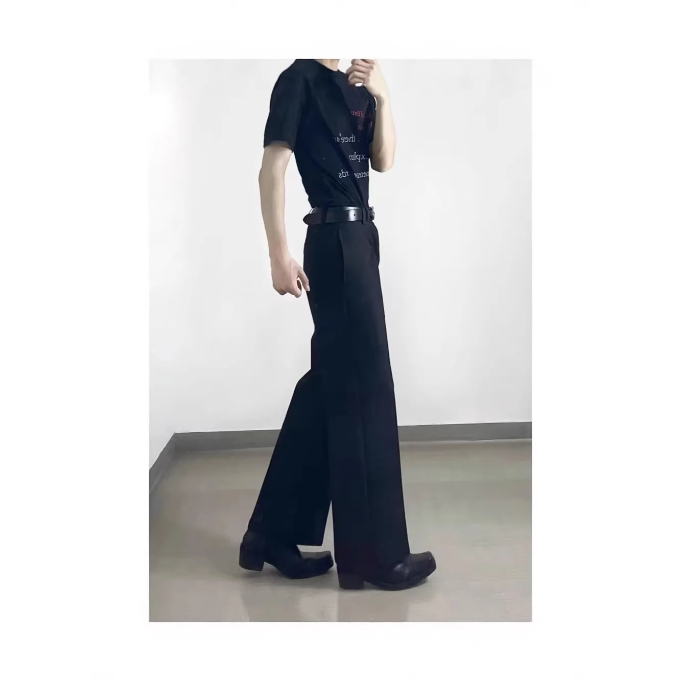 

2026 Spring Cleanfit High Street Loose Micro Flare Pants Plus Size Black Curved Blade Suit Trousers Slim American Style Casual
