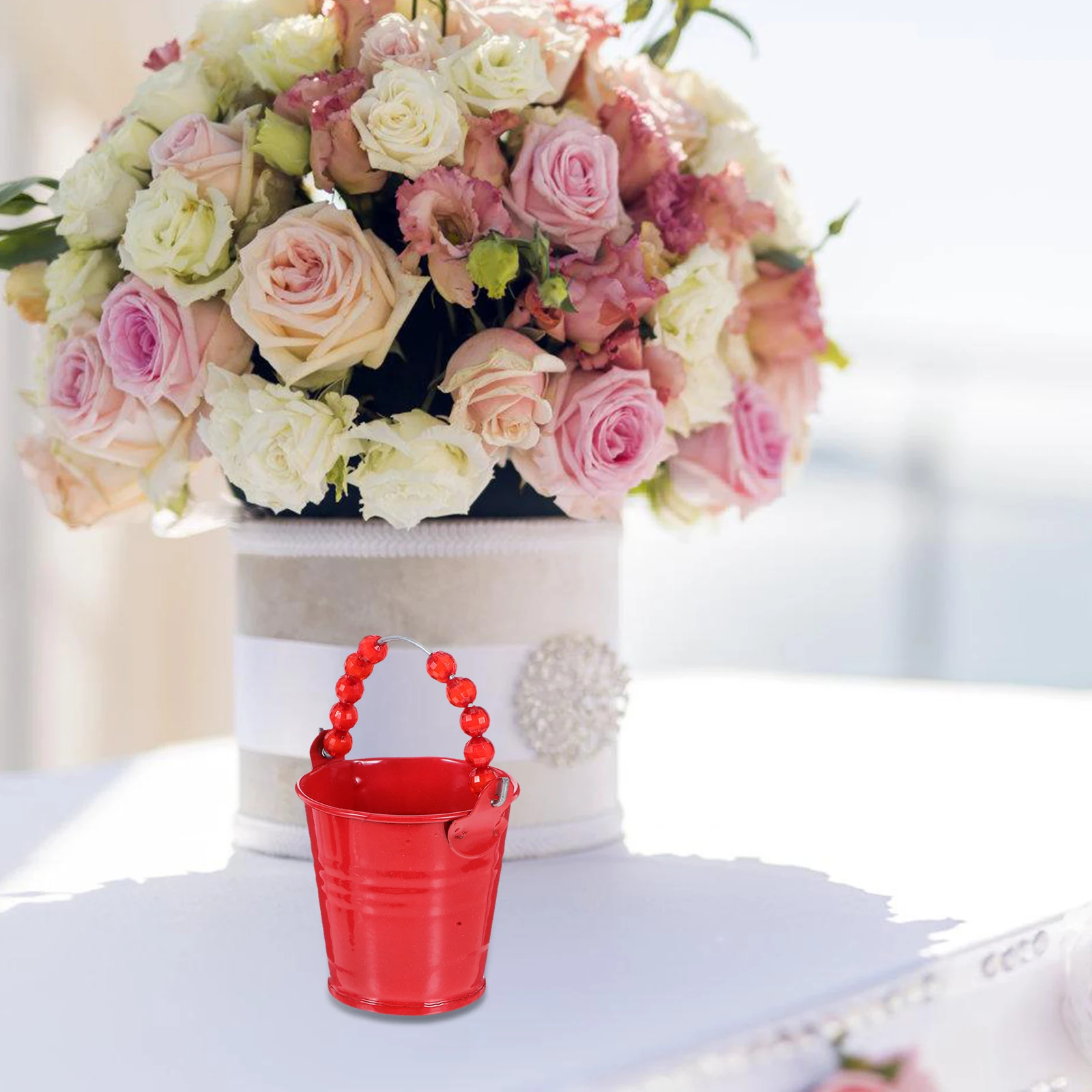 

6 Pcs Candy Color Small Iron Bucket Mini Metal Pail Barreled Flower Pots for Kids Buckets with Handles