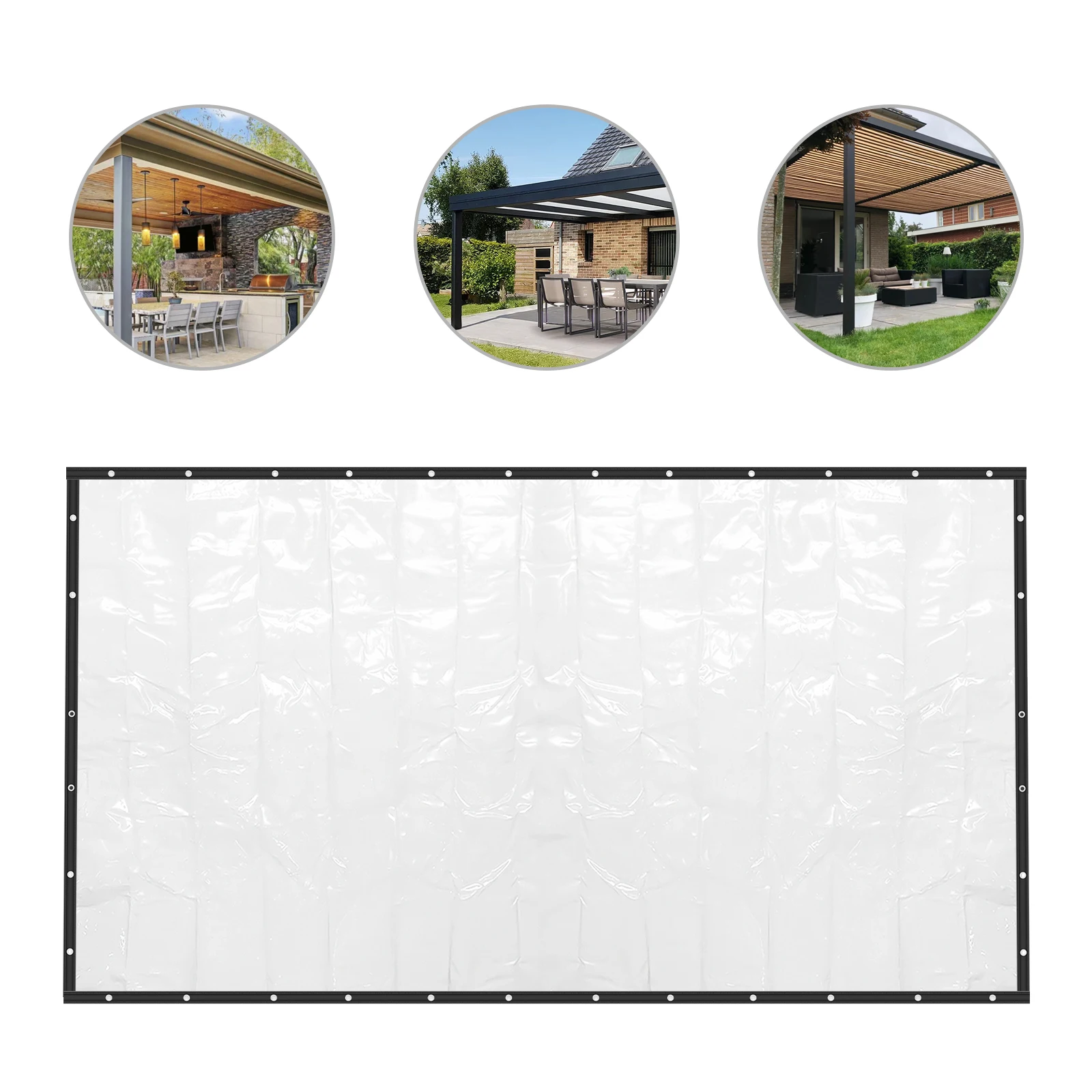 Outdoor Clear Tarp Curtain 8 X20ft Transparent PVC Plastic Waterproof Tarpaulin Clear Curtain for Patio, Pergola, Porch