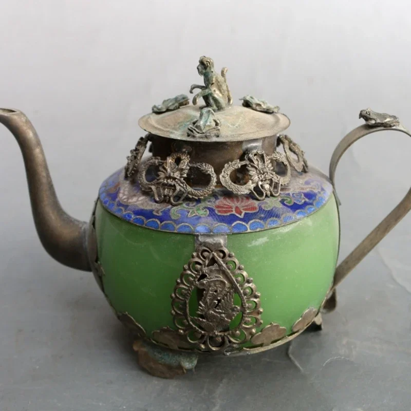 Antiques miscellaneous bronze wine pot kettle jade kettle teapot collection antique home decoration, handicrafts