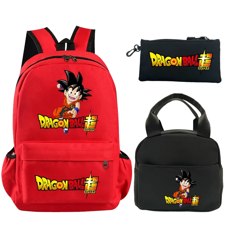 3Pcs/set Dragon Ball Backpack for Kids Boy Girl Student Teenage Bookbag with Insulated Lunch Bag Pencil Case Women men Rucksack