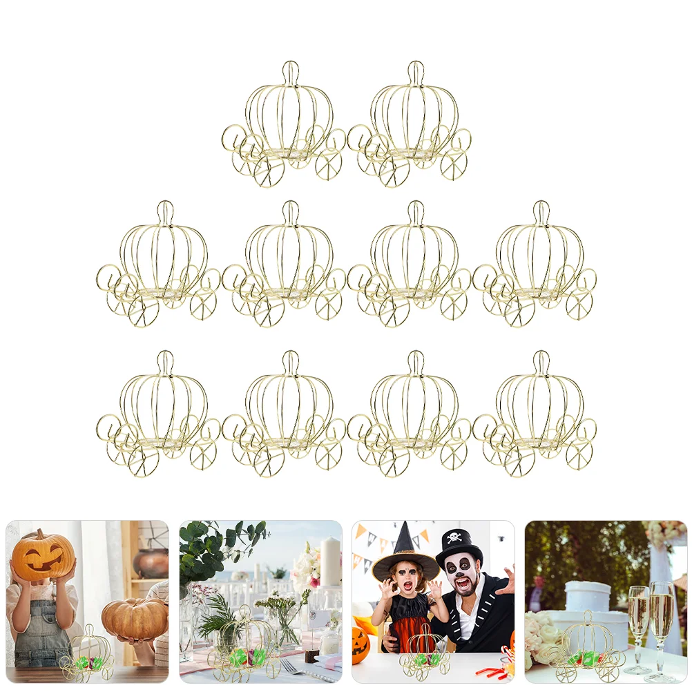 

10 Pcs Metal Pumpkin Carriage Candy Boxes Wedding Party Container Holder Bulk Pie Mother Cake Packaging Gift Box