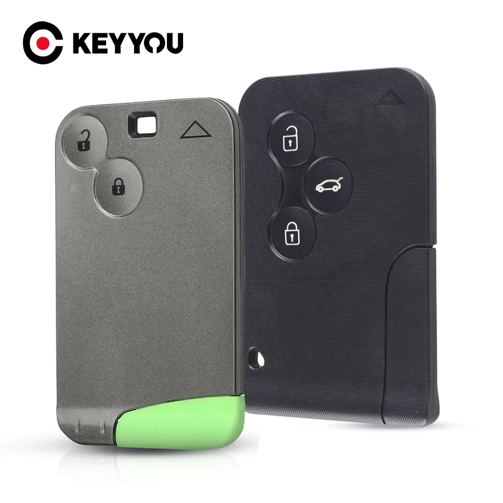 KEYYOU – coque de clé télécommande à 2/3 boutons, étui pour carte à puce, pour Renault Clio Logan Megane 2 3 Scenic Laguna Espace