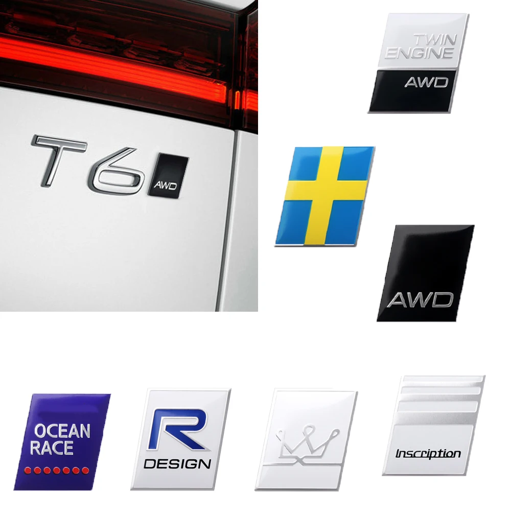 Adesivos de alumínio para decoração de porta-malas, para-lamas laterais do corpo automotivo, emblemas para volvo xc60 s60 v40 v50 v60 xc90 s40 s80 c30 xc40 estilo de carro