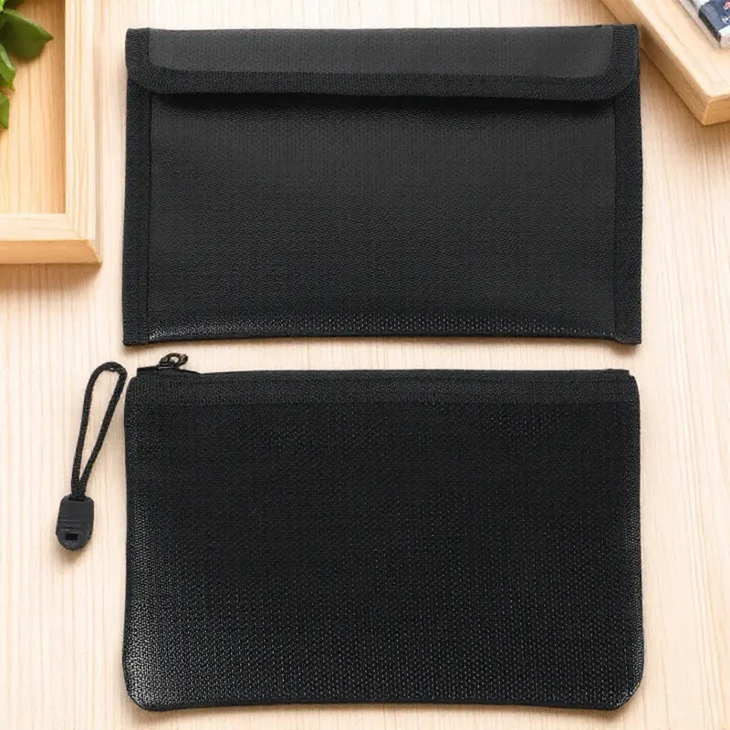 

2Pcs Fireproof File Bags Water Resistant Document Organizer Portable Zippered Pouches for Important Receipt Storage