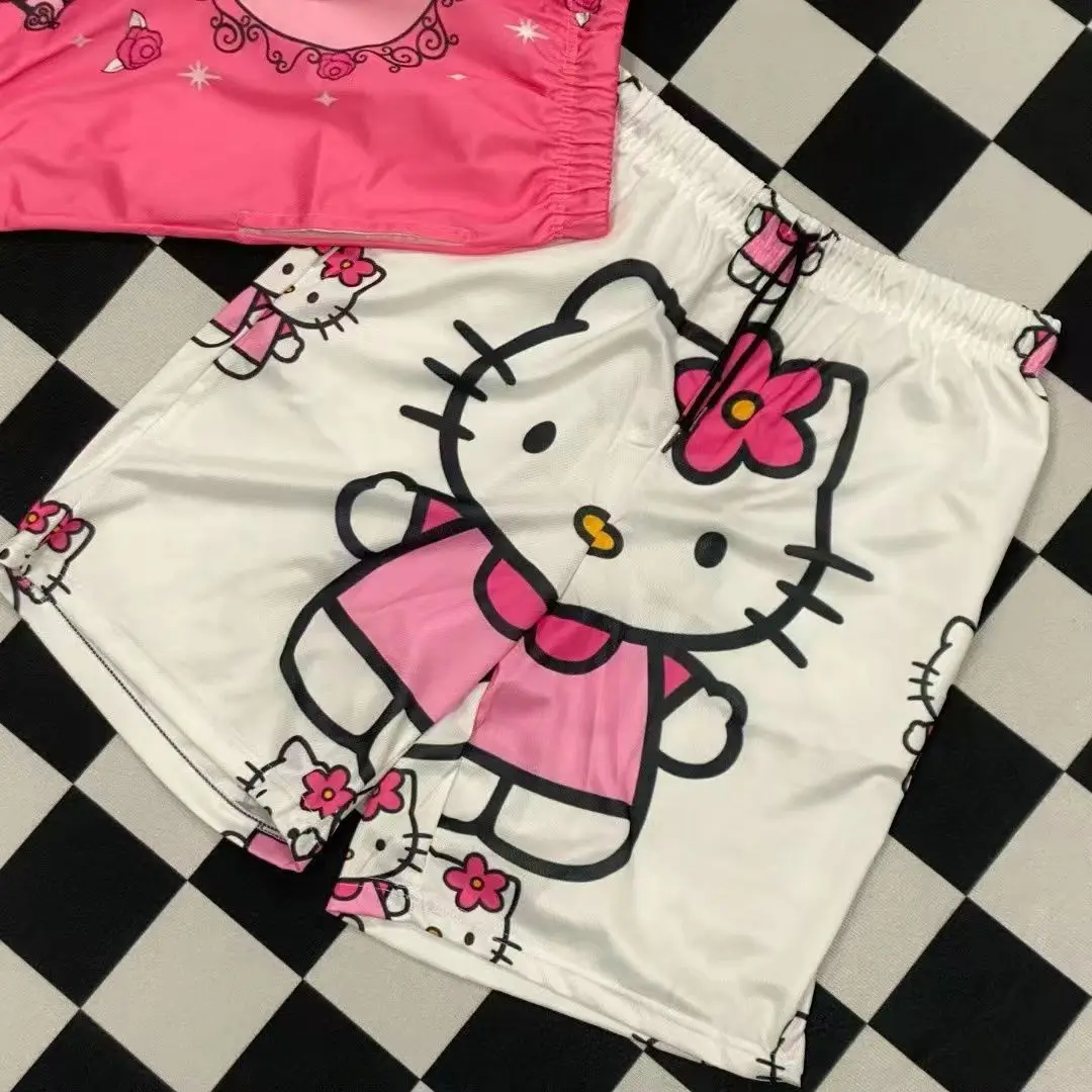 

Шорты Hello Kitty для влюбленных Hellokitty для парня, милые большие брюки, домашние брюки, летние пляжные брюки, баскетбольные шорты