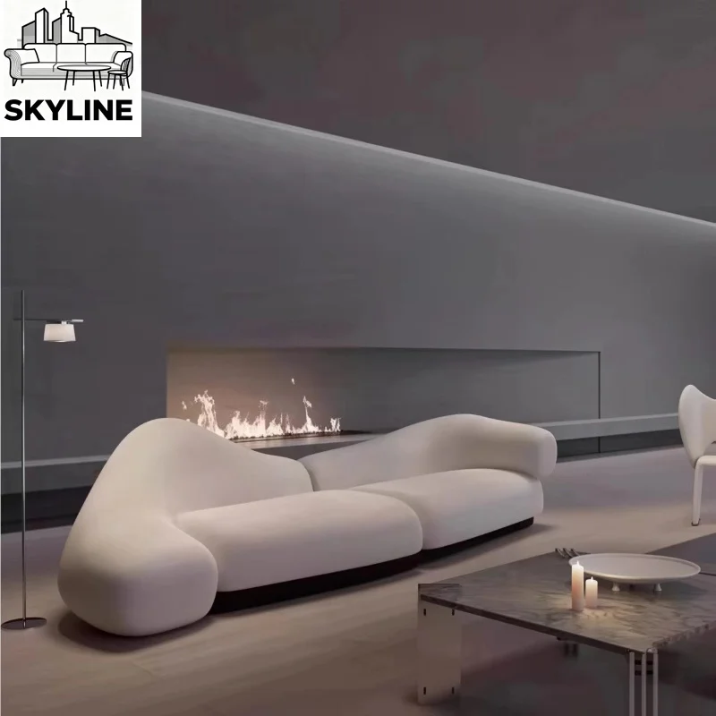 Soft Cream Tone Minimalist Irregular Vertical Sectional Sofa Stylish Decor Lounge for Household Commercial Reception Spaces