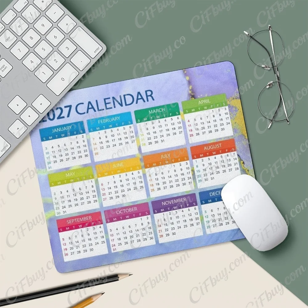 CIFbuy Mouse Pad Smooth Gaming Surface Fast Tracking Anti Slip Rubber Base Durable Desk Mat for PC Office Gamer 2027 Calendar