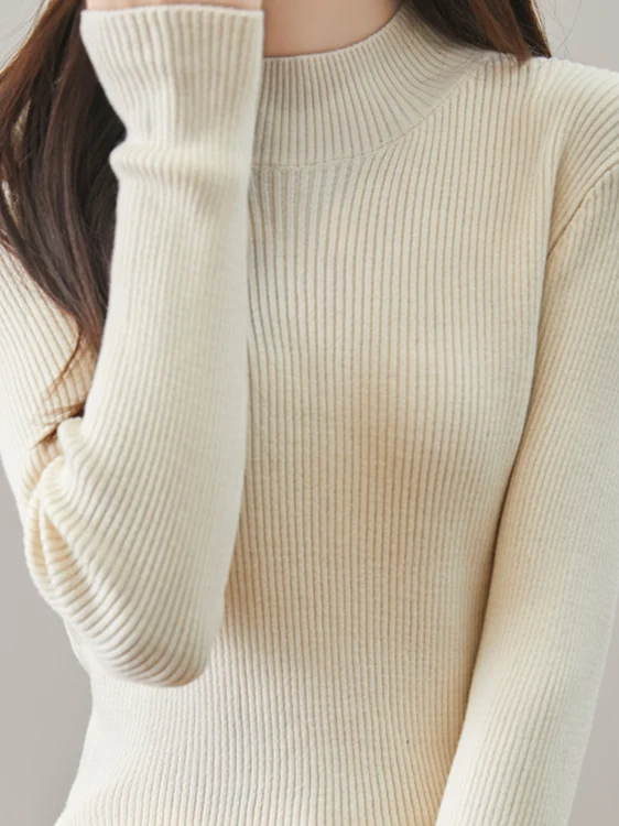 

100% хлопковый вязаный женский свитер с длинным рукавом, удобный пуловер с круглым вырезом, облегающий базовый слой