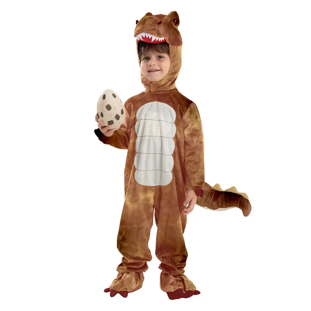 Kids Dinosaur Hooded Jumpsuit Cosplay Costume Children Boys Stage Performance Clothes Outfits Halloween Carnival Party Suit