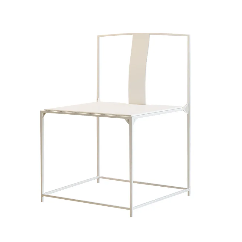 

New Chinese Taishi chair, family saddle leather dining chair Internet celebrity metal