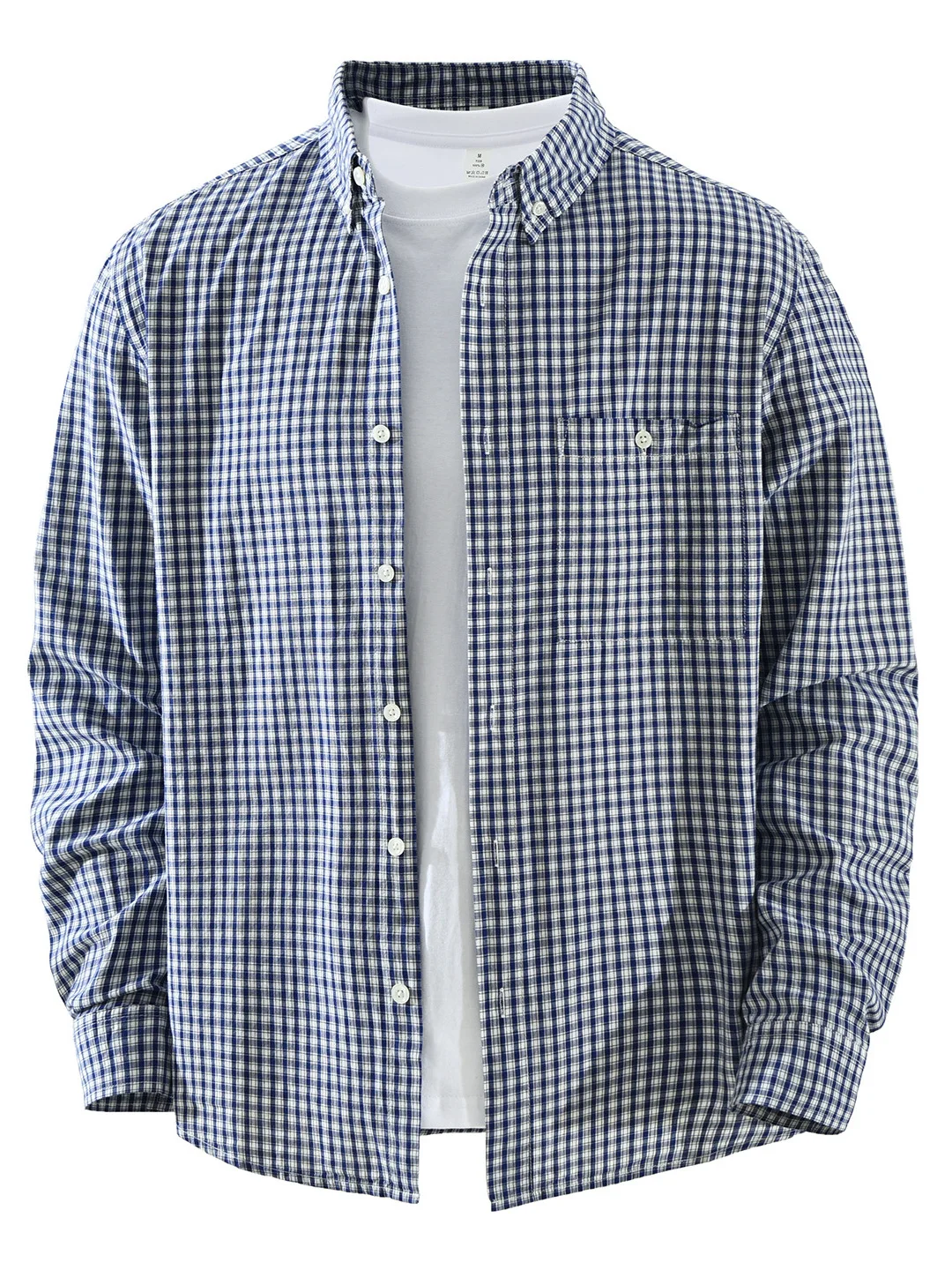 

Japanese Sle Long Sve Plaid Cotton irt Men's Faionable Casual Loose Collar up Top Artistic Loose irt Pure Cotton T...