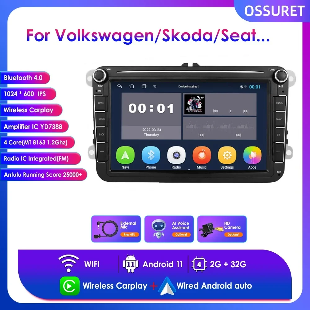 Car Radio 2 Din Android Multimedia Player for For Passat B6 Volkswagen Amarok Polo Jetta T5 Skoda Octavia 2 Superb Tape Recorder