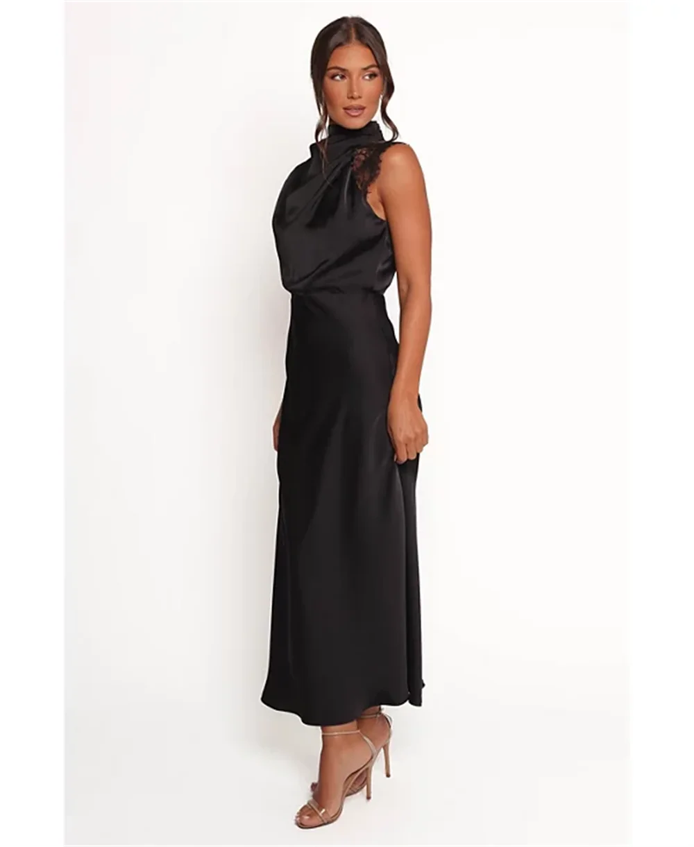 Elegancka Sukienka Wieczorowa Koronkowa Bez Rękawów typu Halter Damska Suknia Balowa Syrena na Imprezę Weselną dla Gościa 2025 Szyta na Miarę