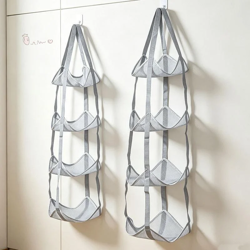 [H] Wall Mounted Ball Storage Hanging Bag Mesh Pockets Organizer For Basketball Soccer Home Garage Sports Equipment Toys Holder