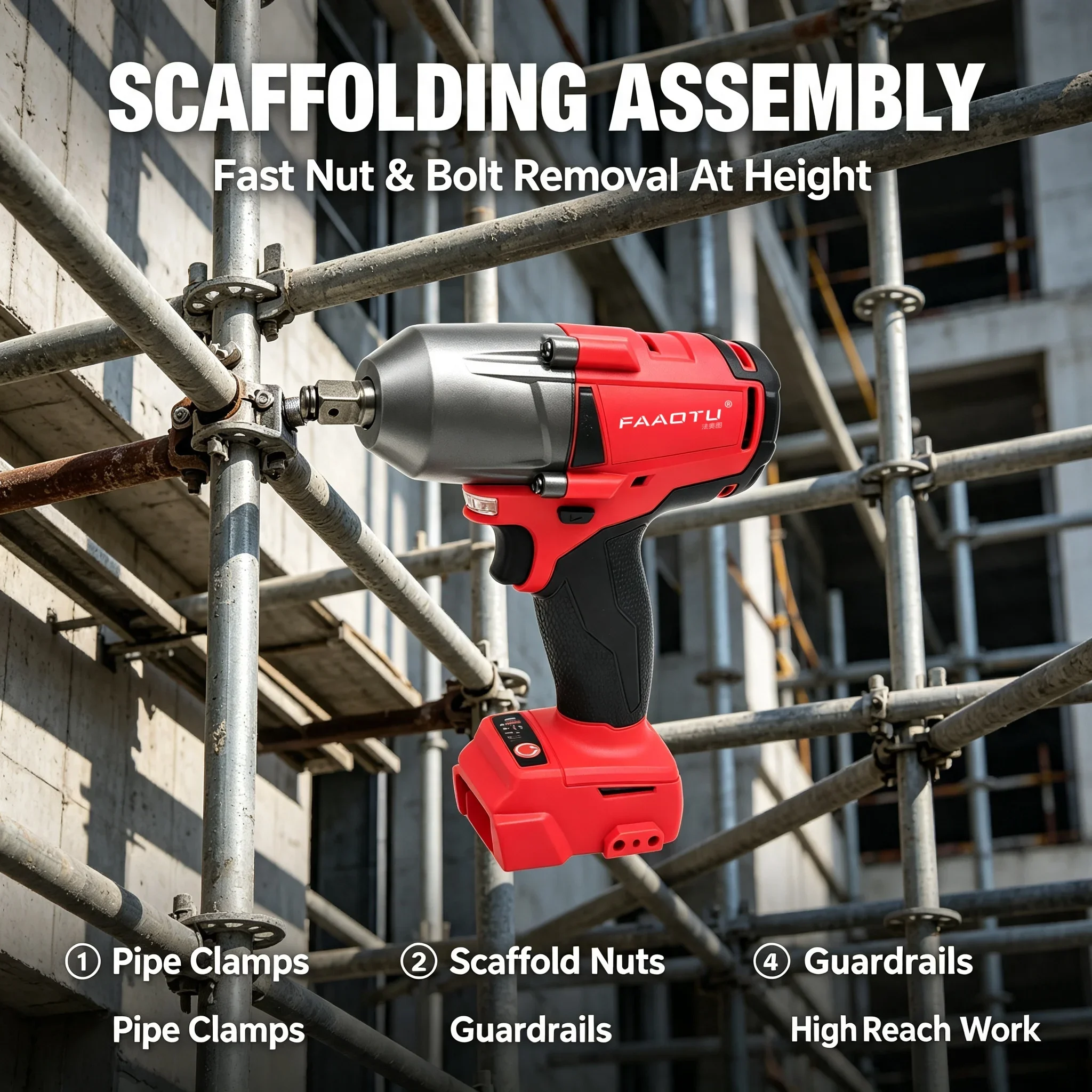FAAOTU High‑Torque Bolt‑Turning Apparatus Bare Torque Unit Compatible With MWQ 18V Battery For Heavy‑Duty Nut Service
