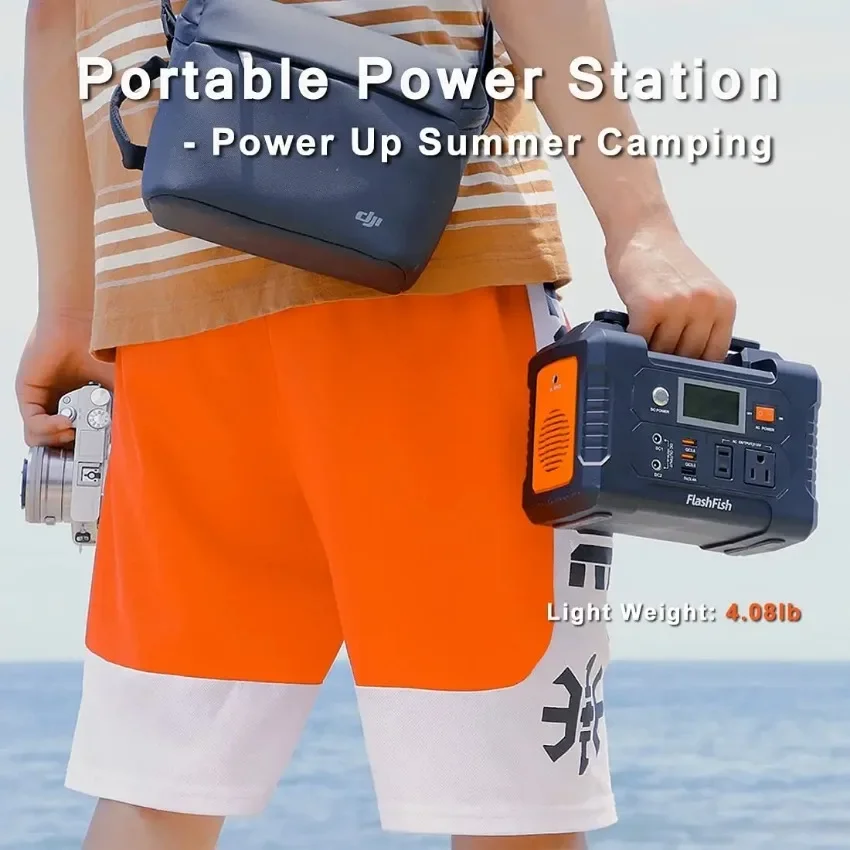 Power Bank 110V Solar Power Station 200W Portable Generator Emergency Backup Power Battery 151Wh DC Supply Camping Camera SOS