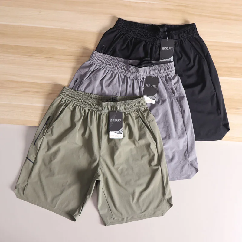 

Comfortable 3D Slim Fit Men's Summer Lightweight Breathable Elastic Qui Dry Sport Five-Quarter orts Straight Leg Casual S...