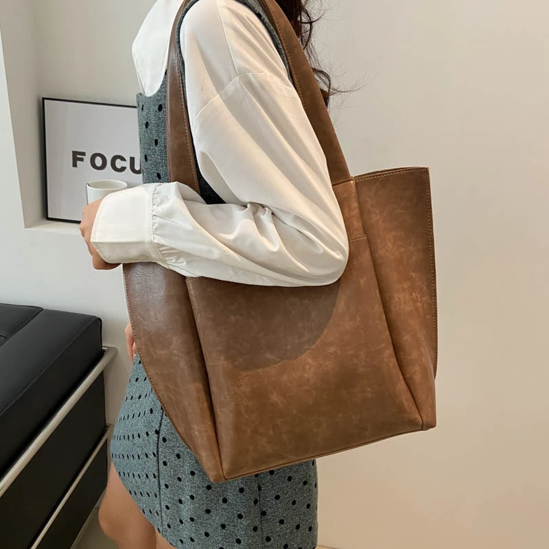 High Quality Pu Hasp Ladies Tote Bags Sewing Thread 2024 New Brand Shoulder Bags for Women Free Shipping Bolsas Femininas