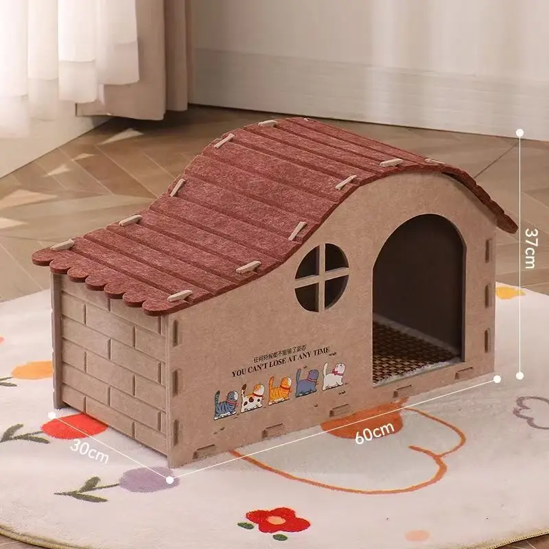 Casa cueva semicerrada de fieltro para gatos y perros pequeños - imagen 2