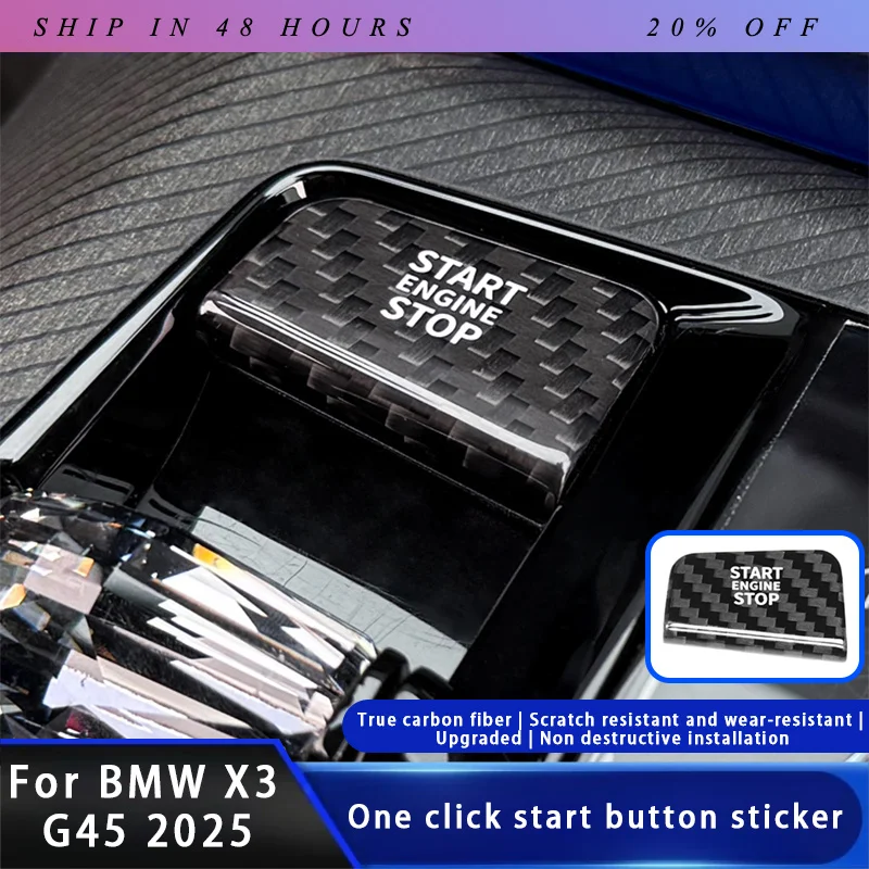IOSN For BMW 5 7 Series i5 i7 G45 G60 G70 2023-2025 Real Carbon Fiber Car One-key Start Button Decorat Stickers Interior Accesso