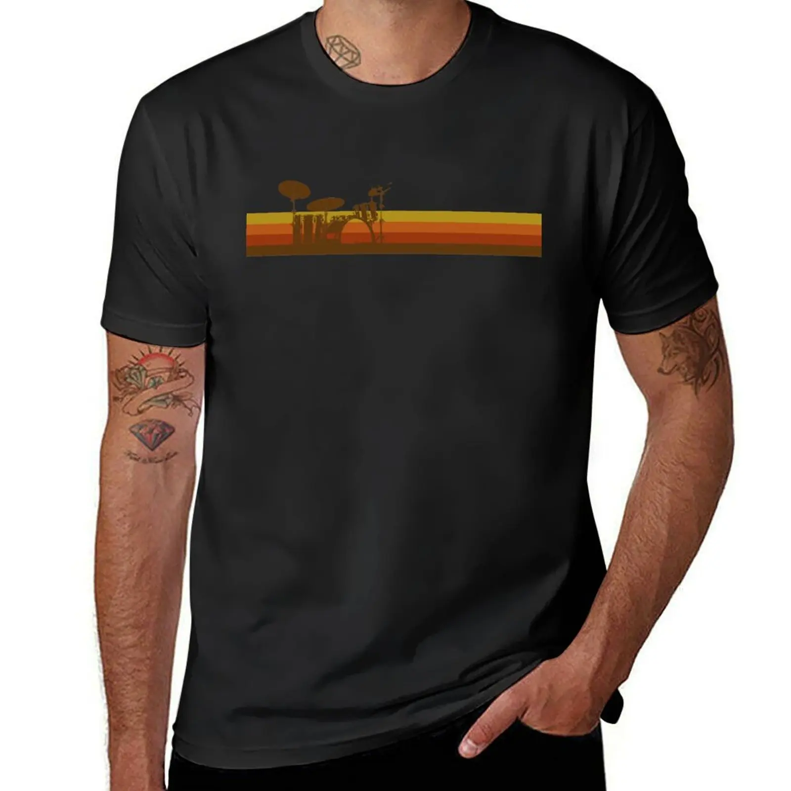 

Vintage Drum Kit - Tequila Sunrise Runner T-Shirt oversizeds customs design your own mens graphic t-shirts