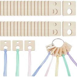 80Pcs Wood Thread Drops Square Floss Drops Bobbin Drops Cross Stitch Thread Organization with Iron Floss Ring