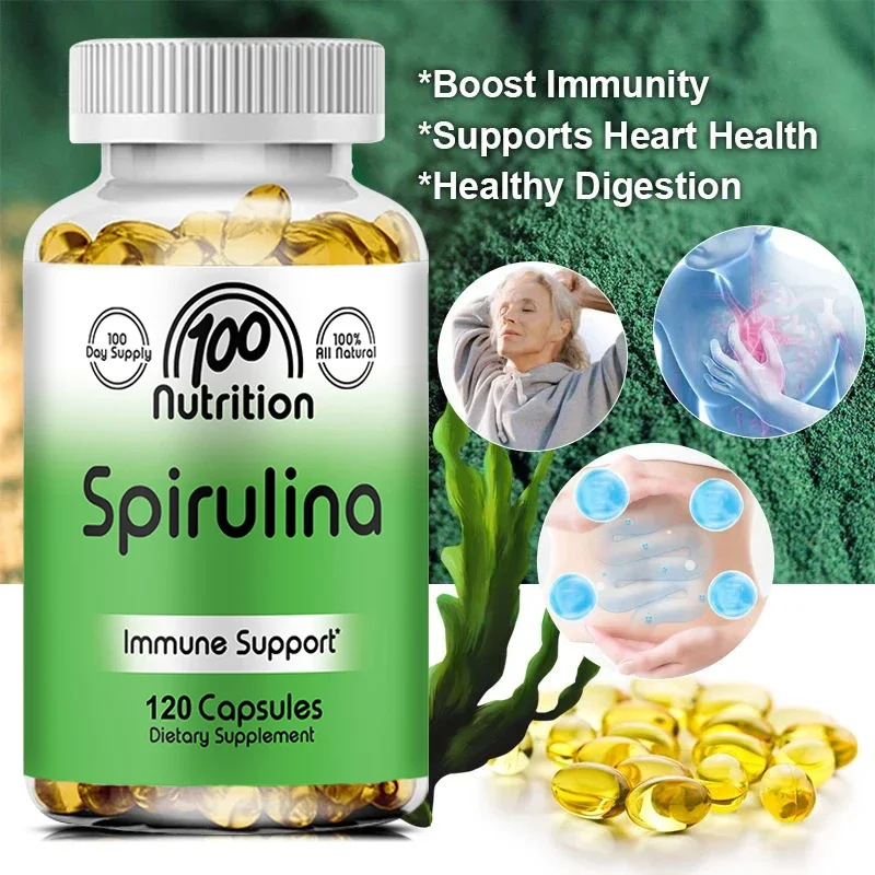 Organic Spirulina 2000 Mg Supplement - Helps Detoxification, Immune System, Cardiovascular, Antioxidants, B Vitamins