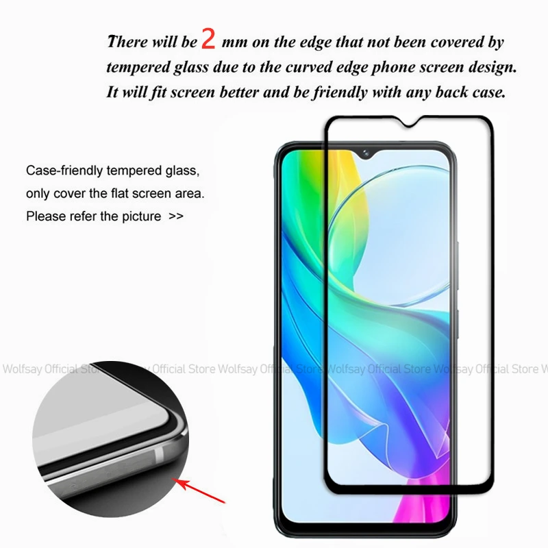 2/4PCS Tempered Glass For Vivo Y03 4G Screen Protector Vivo Y03 4G Glass Full Glue Cover Protective Phone Film For Vivo Y03 4G