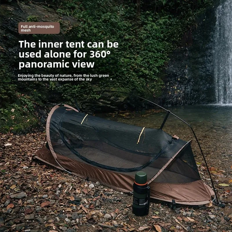 Quick Open Aluminum Pole Single Person Tent No Installation Mosquito Net Warm Light Blocking Camping Equipment for Hiking Portab