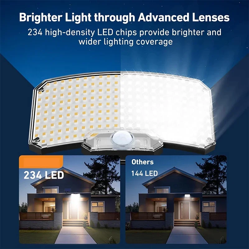 1~2Pack Solar Lights Outdoor 234LED Super Bright Waterproof Motion Sensor 3Mode Split Flood Wall Lamp Security for Garden Garage