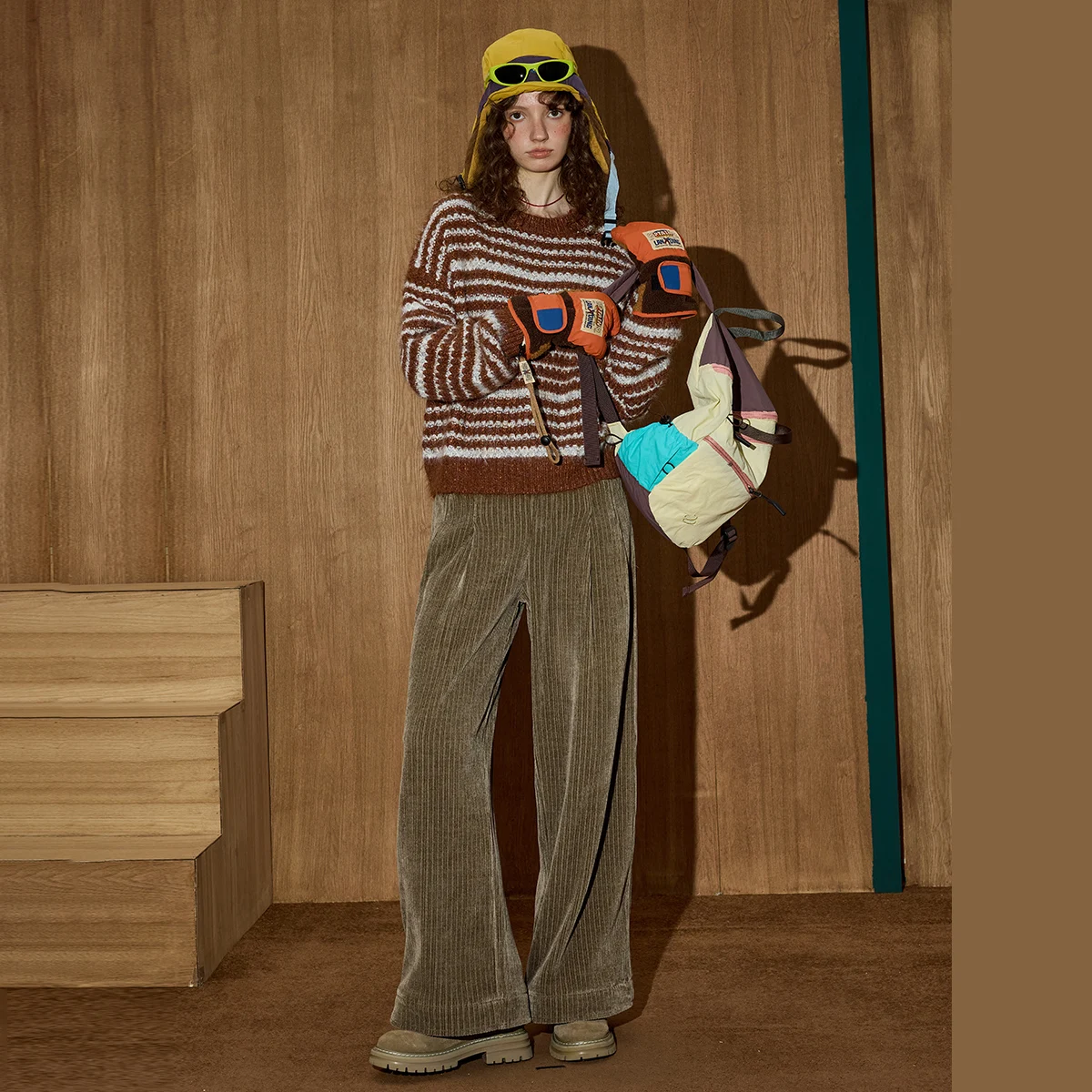 2022 Winter Dames Luie Stijl Gestreepte Trui Zachte Oversized Trui High-end Getextureerde Truien Gezellige Ronde Hals Loungewear