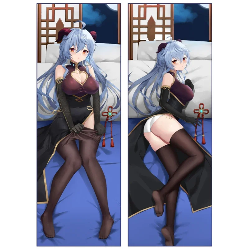 

60x180cm Ganyu Genshin Impact Pillowcase Anime Body Pillow Case Double Sided Print Hugging Body Cushion Bedding Dakimakura Cover