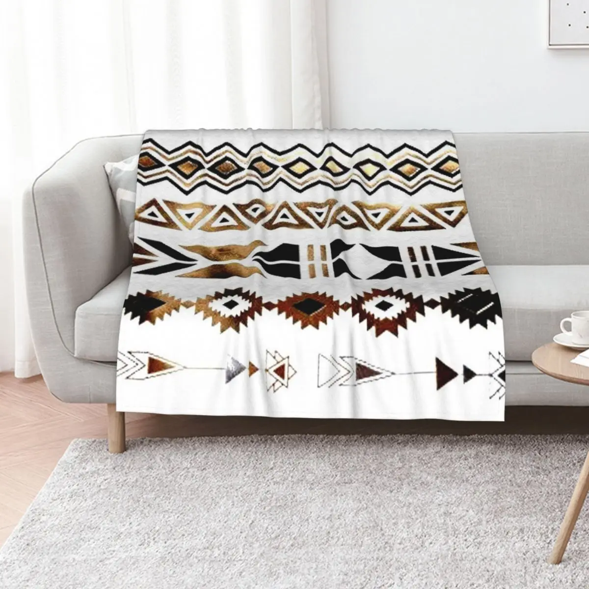 Tribal Aztec Gold and Black Design Throw Blanket Soft Beds Sofa Blankets For Baby Personalized Gift Baby Furrys Blankets