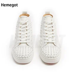 Men Rivet Shoes Couple Ankle Sneakers Flat Heel Platform Boots High Top Shoes Women's Large Size Brand Designer Men's Sneakers