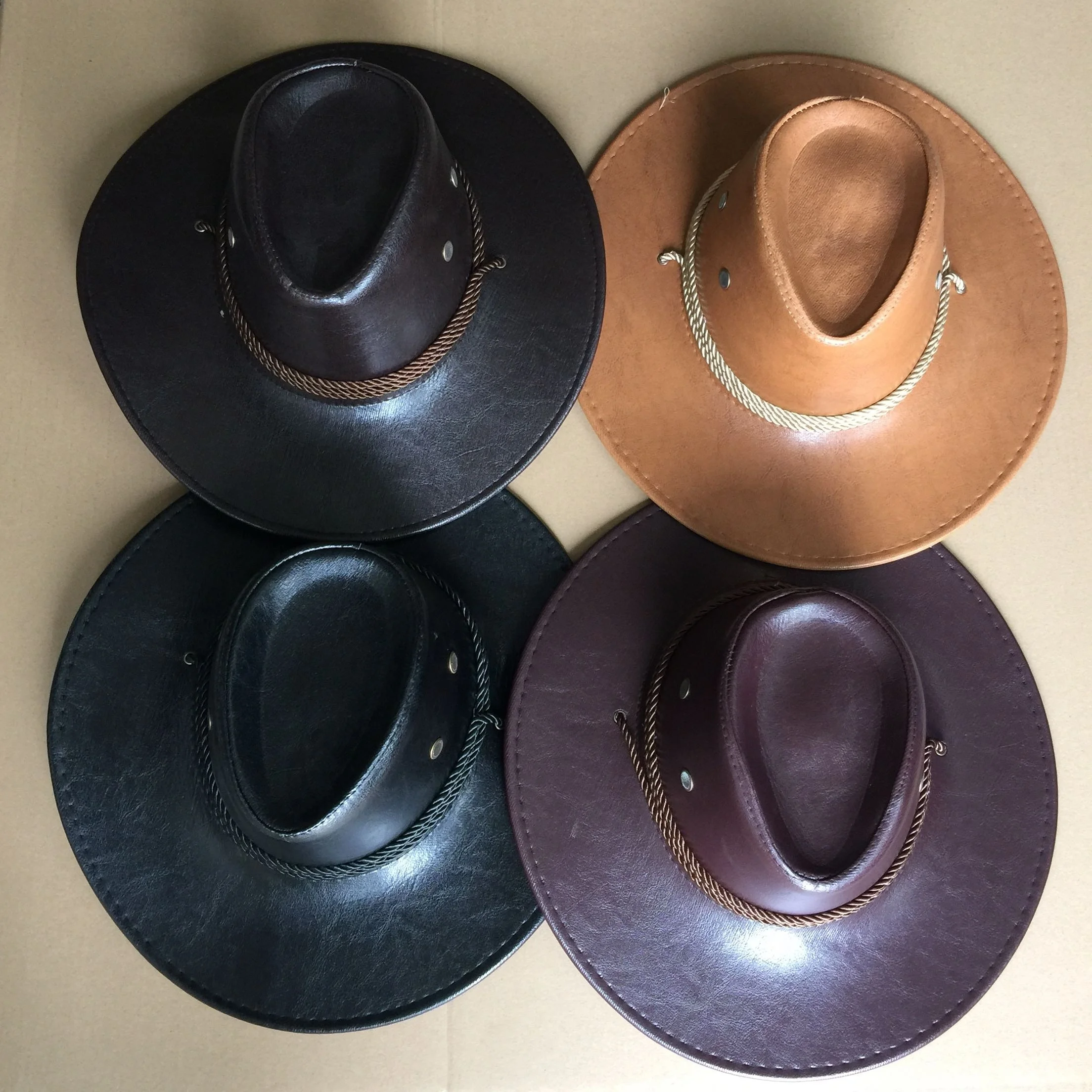 Chapéu cowboy ocidental, 3 Corda Couro, Moda