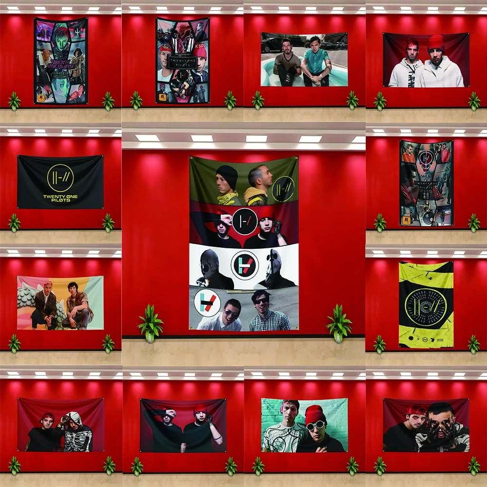 Music Band Twenty One Pilot Inspired Flag Banner for Bedroom Living Room Dorm Garage Wall Decor Tapestry Custom Advertising Flag