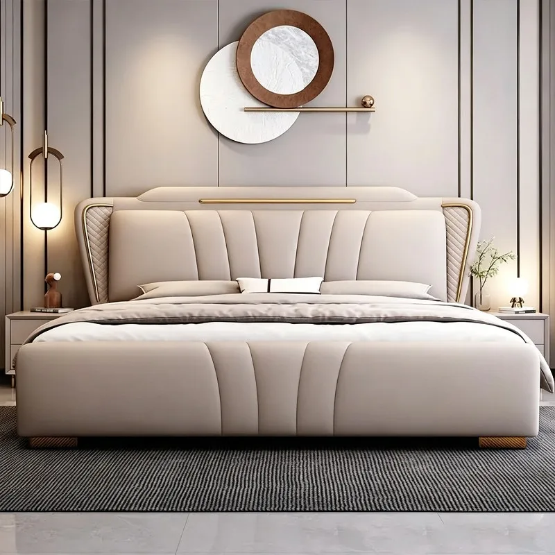 Floor Modern Bed Luxury Frame Wooden Design Queen Double Full Beauty European Bed Safe Sleeping Muebles Lounge Suite Furniture