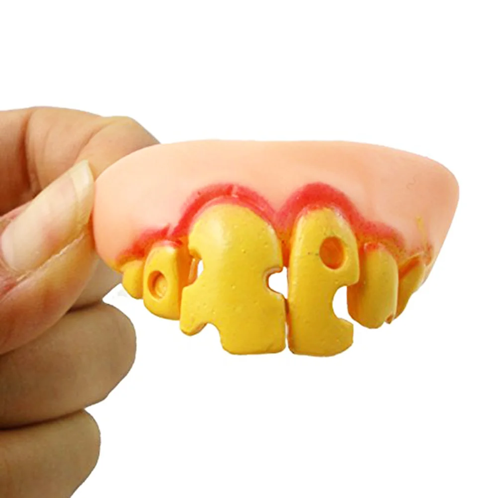 Dientes postizos de juguete para piezas, accesorio para dentadura Artificial, divertido y loco, para Halloween y Pascua, 5 unidades