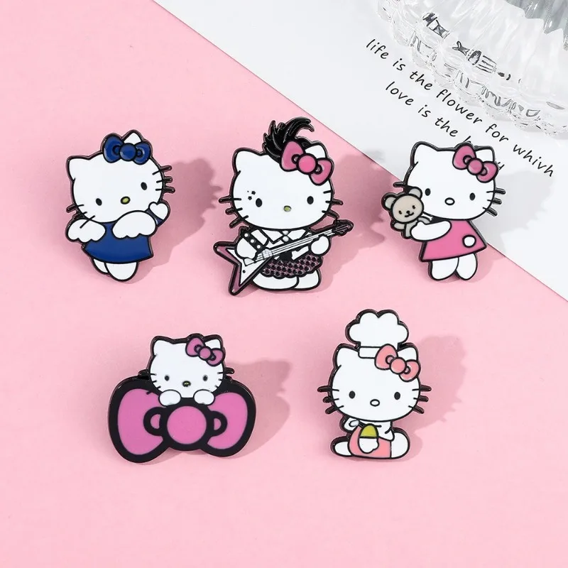 Sanrio Hello Kitty Broche para Crianças, Figuras de Ação Anime, Q Figurals, Cute Badge, Toy Clothing, Merchandise Decoration, Birthday Gifts