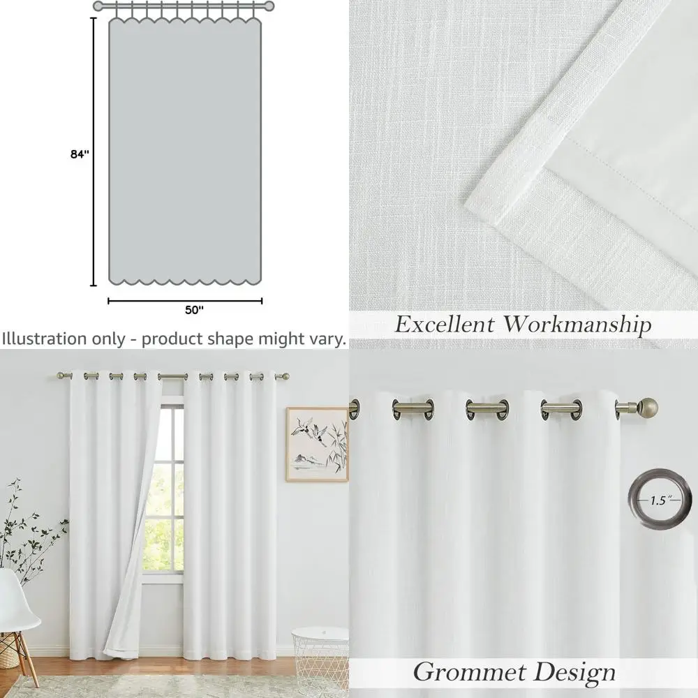 

Плотные льняные шторы с утеплением, шумо- и теплоизоляция, кремовый цвет, 50x84, комплект из 2 панелей