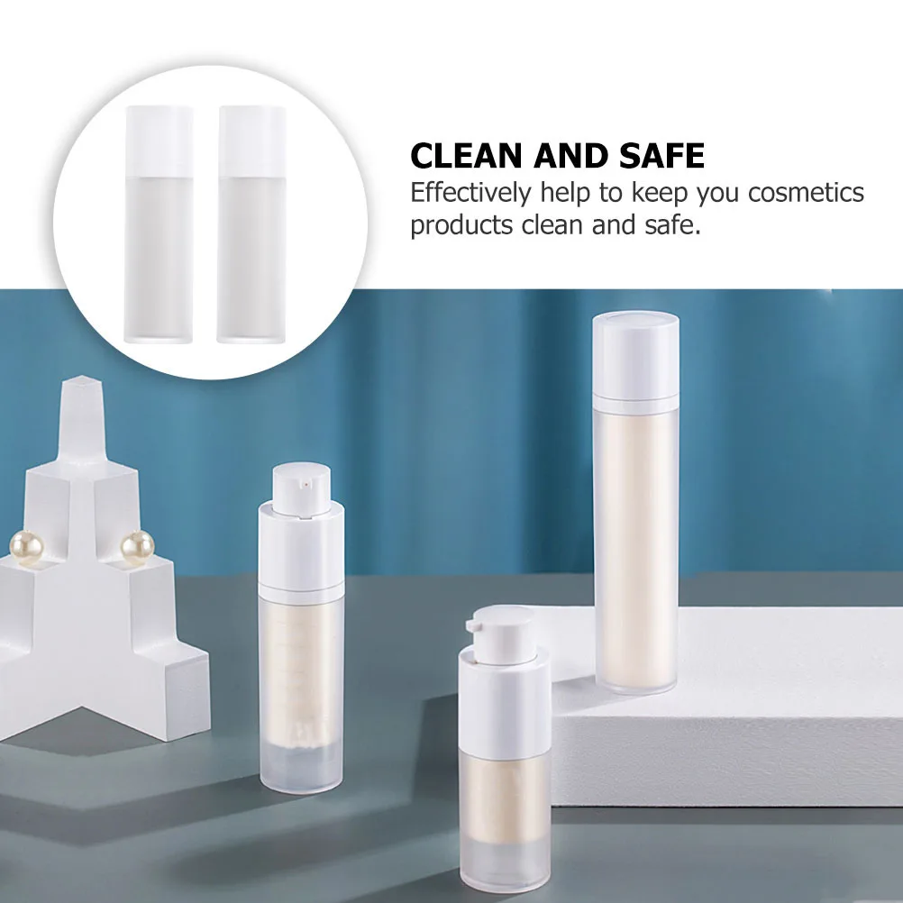 

2pcs Frosted Airless Dispenser Bottle Pump Bottles Reusable Portable Travel Dispenser Storage For Lotion Serum Cream