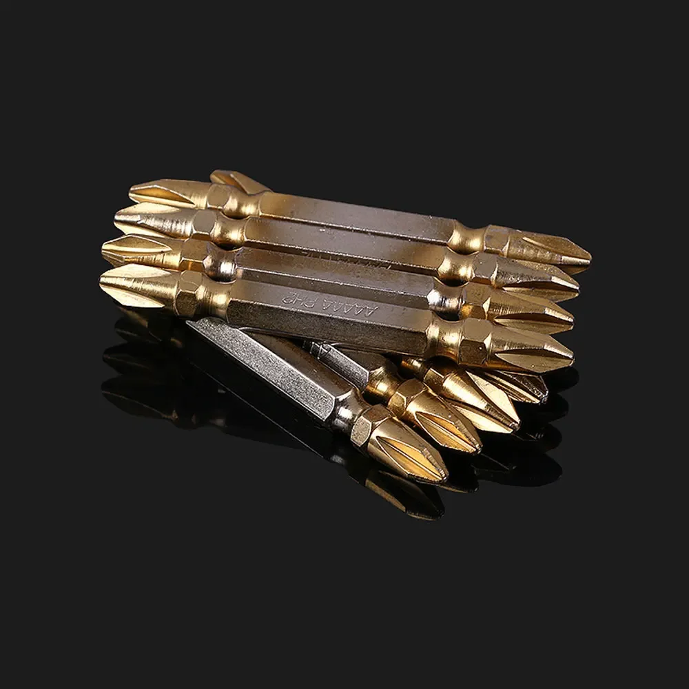 65mm PH2 Magnetic Cross Double-Head Screwdriver Bits Titanium Coated Hex Shank Electric Screw Driver Drill Bit for Enhanced Prec