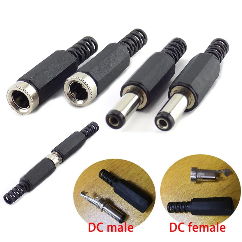 5.5*2.1Mm 5.5*2.5Mm Stekker Jack Aansluiting Adapter Dc Vrouwelijke Mannelijke Voeding Connectoren Draad Socket Reparaties En Diy Projecten W28