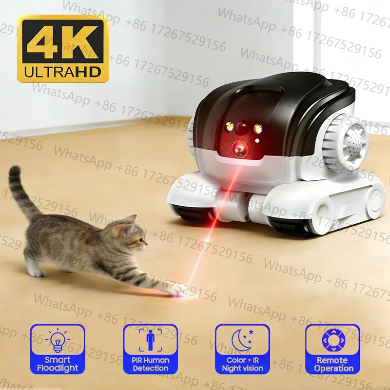 Applicable toPet 4K HD Camera with Dual Lens, Wifi Robot for Pet Tracking, Laser Teaser, Remote Monitor Home Security Camera for