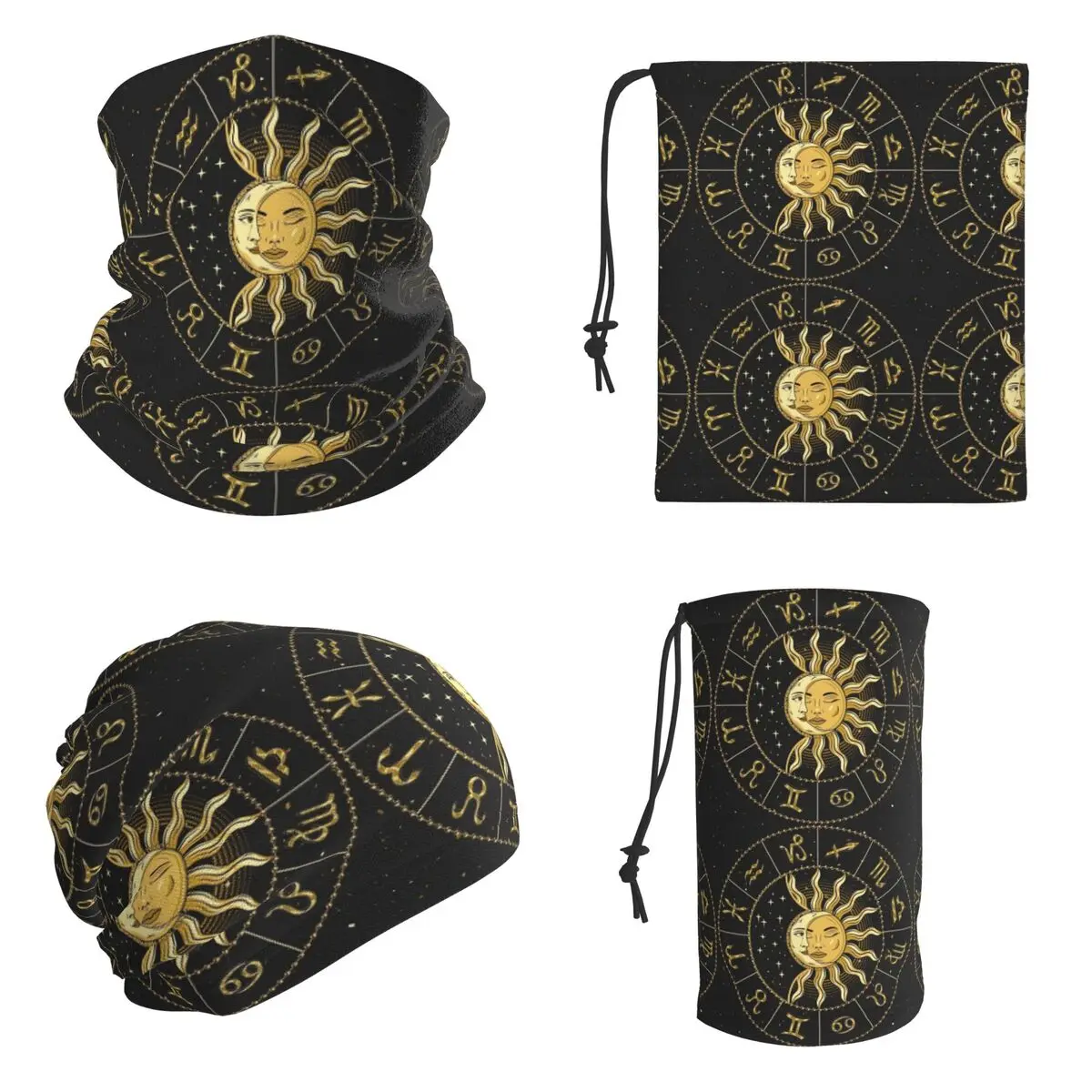 Horoscope Wheel With Zodiac Signs Bandana Neck Gaiter Printed Magic Scarf Outdoor Sports Face Mask Unisex Adult All Season