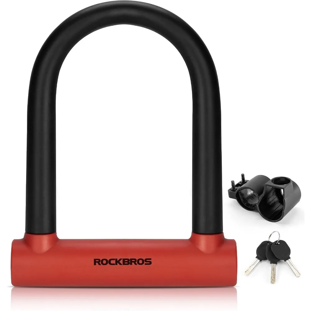 

U Lock Bike U Lock with Cable Heavy Duty Anti Theft Bike Lock U-Lock 4 ft Cable Mounting Bracket for Bikes eBikes Motorcycles S