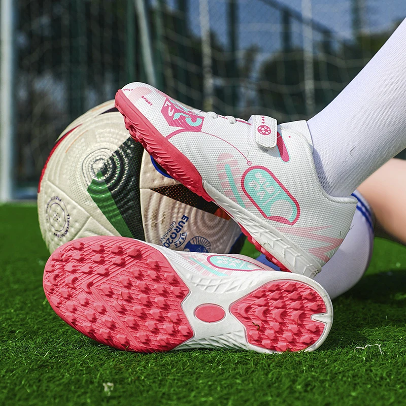 

Kids TF Soccer Cleats for Boys Girls Non-Slip Lightweight Football Boots with Velcro School Training & Outdoor Athletic Shoes